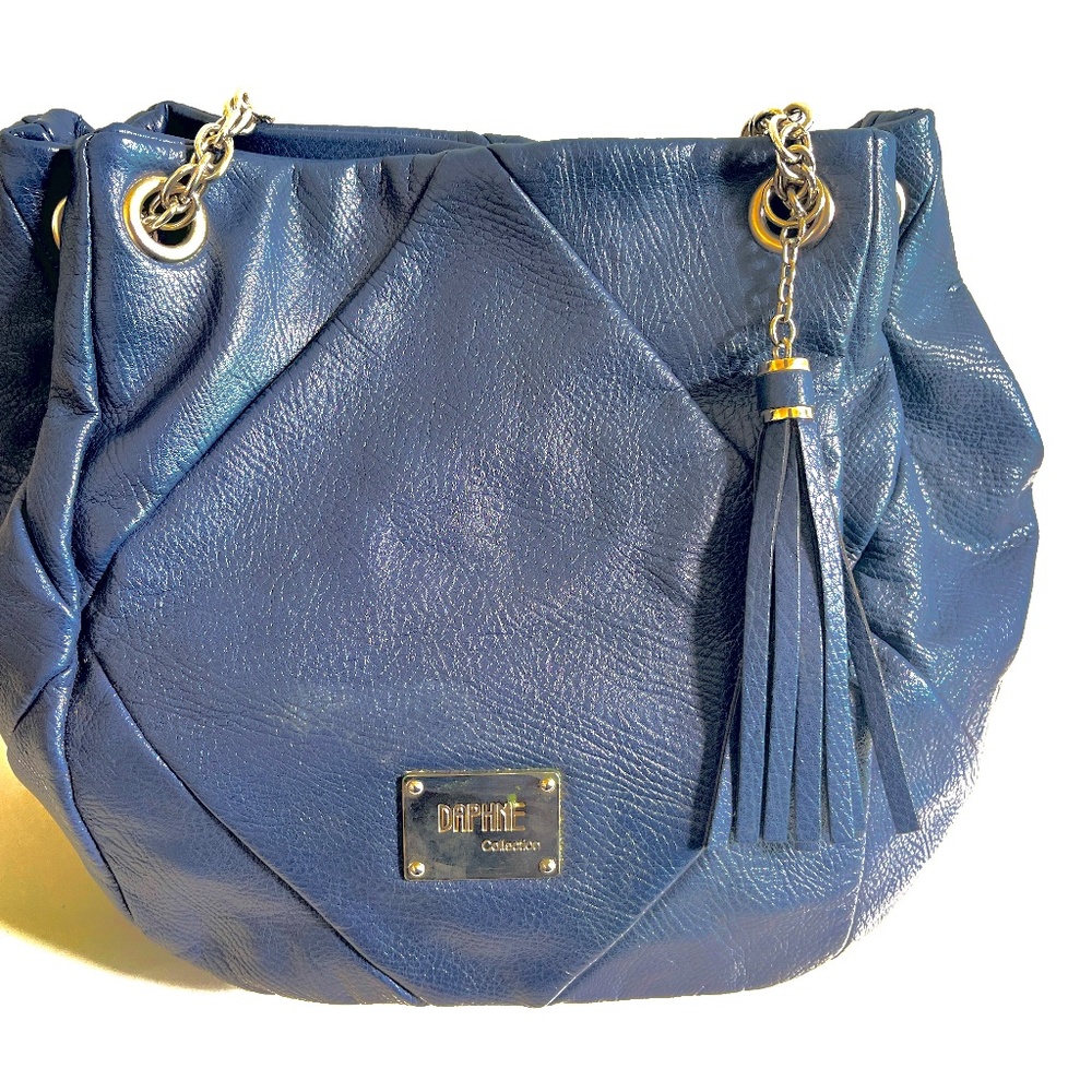🎄. Daphne Collection Leather Handbag Blue